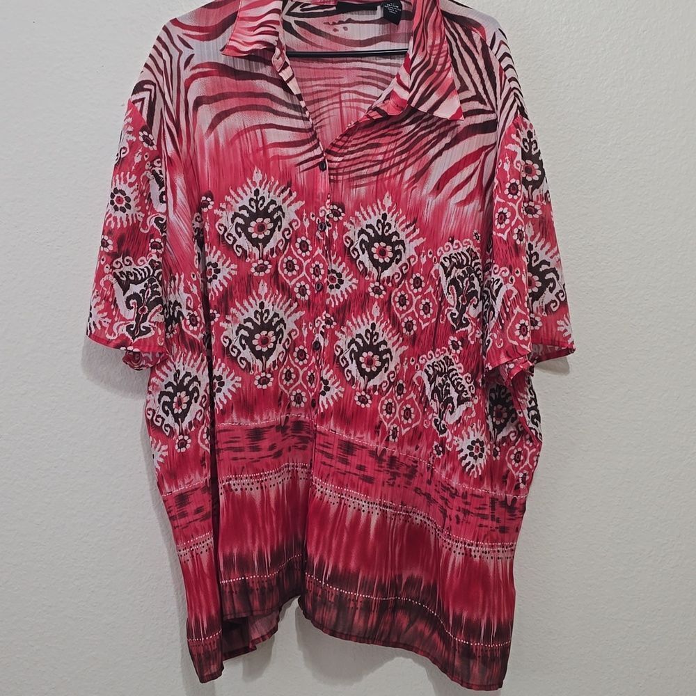 MAGGIE BARNES Button Down Shirt 4X Blouse Plus Curvy